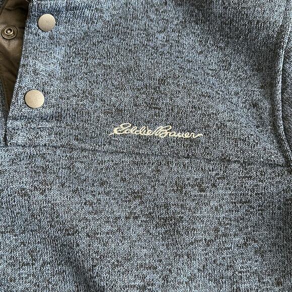 Eddie Bauer Radiator Fleece Pullover Sweater 1/4 Snap Navy Heather Size L Casual - Picture 3 of 9